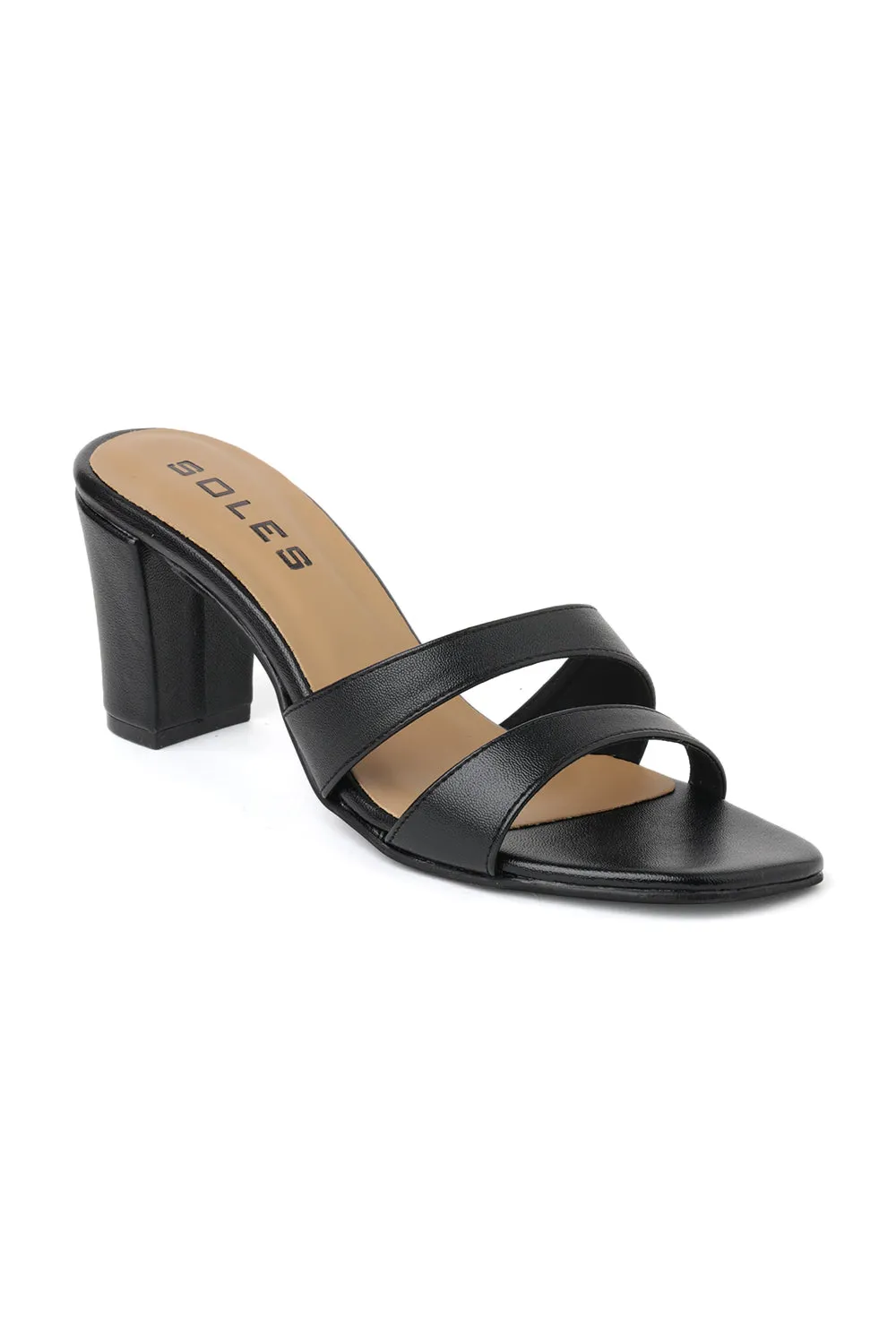 SOLES Asymmetrical Strap Block Heels