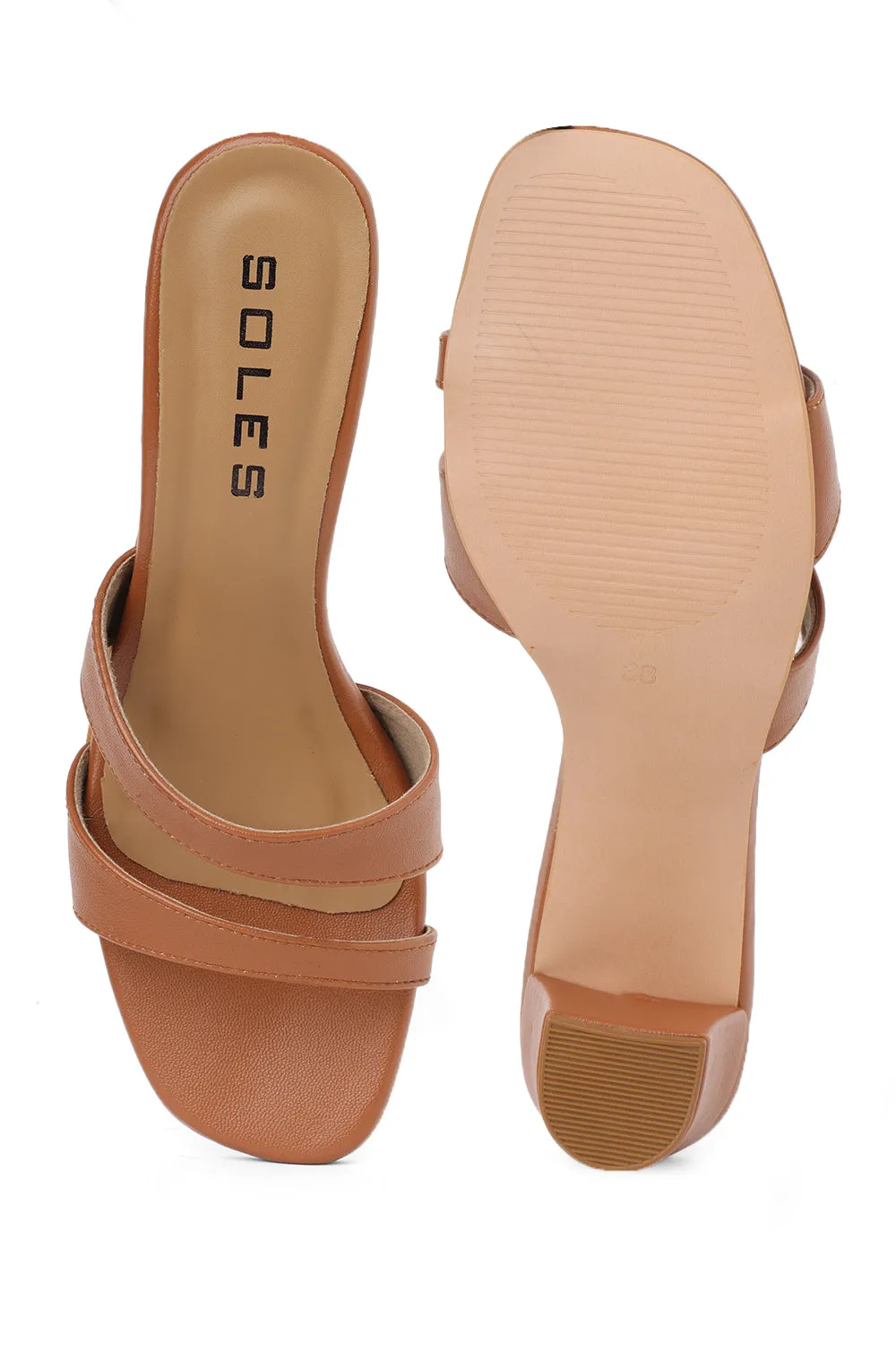SOLES Asymmetrical Strap Block Heels