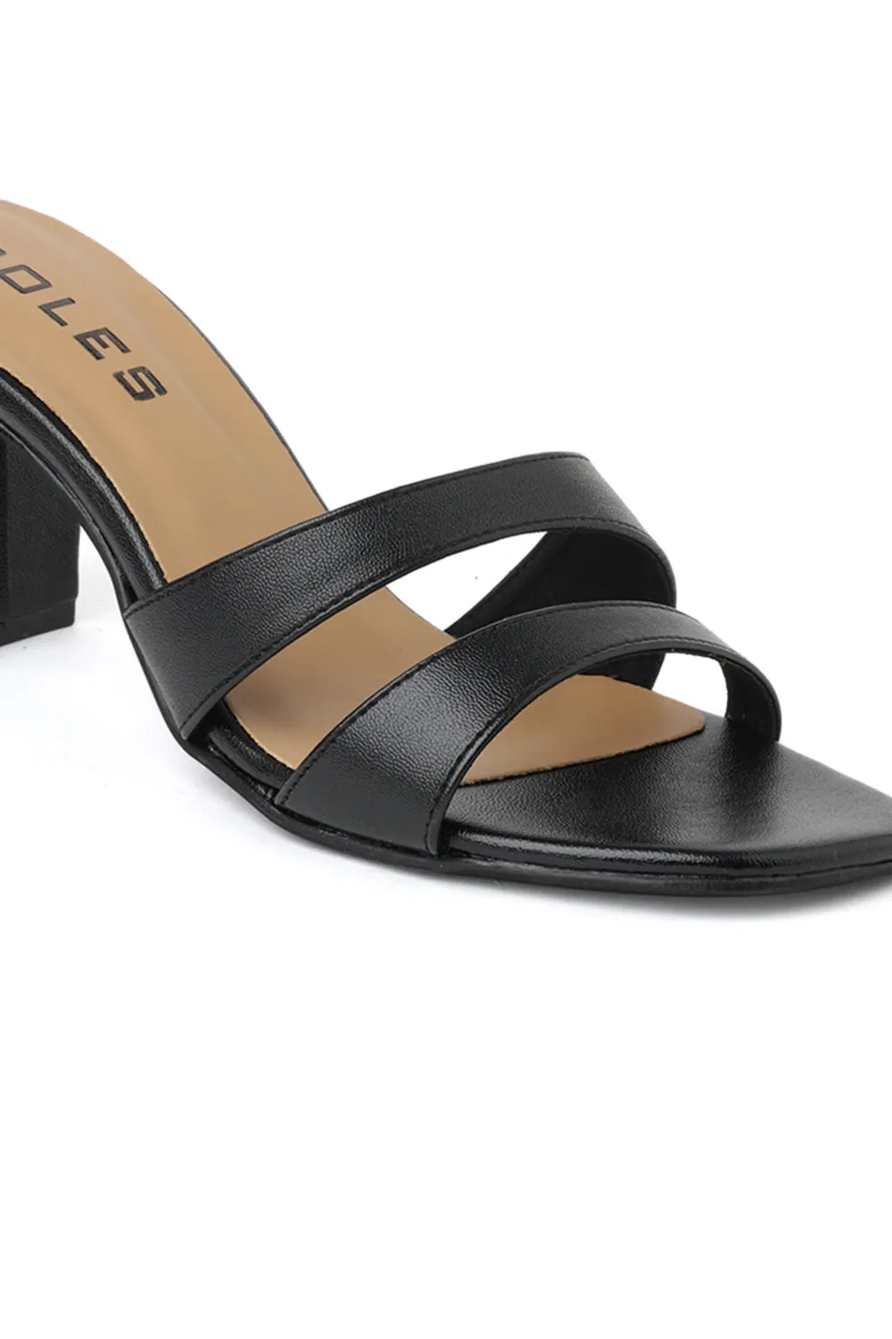 SOLES Asymmetrical Strap Block Heels