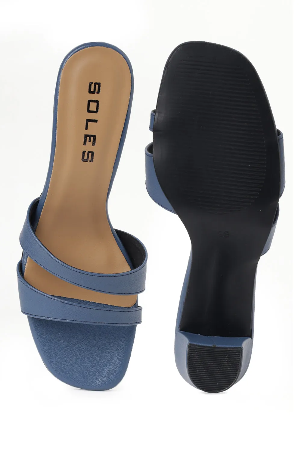 SOLES Asymmetrical Strap Block Heels