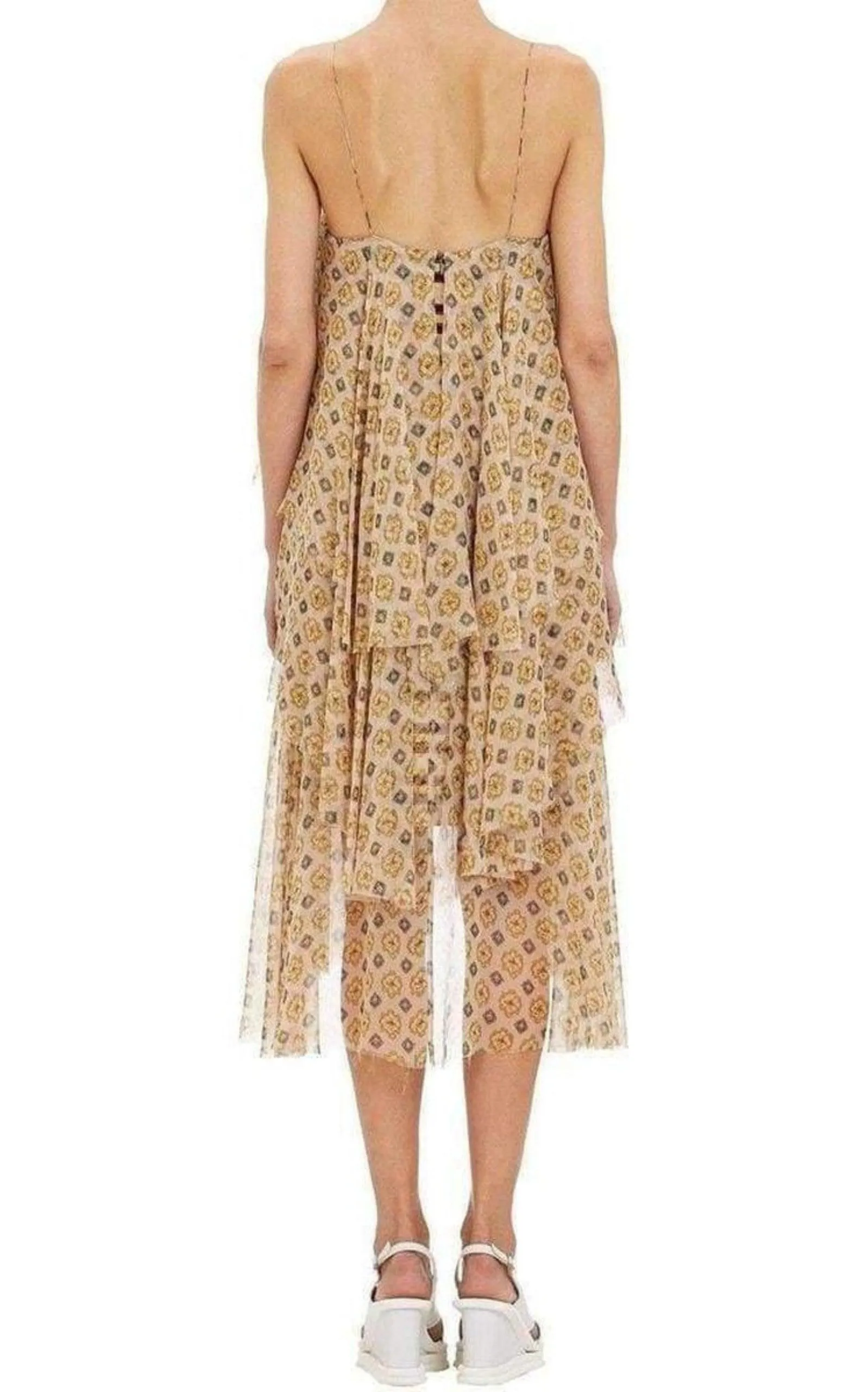 Tiered Chiffon Slip Silk Dress