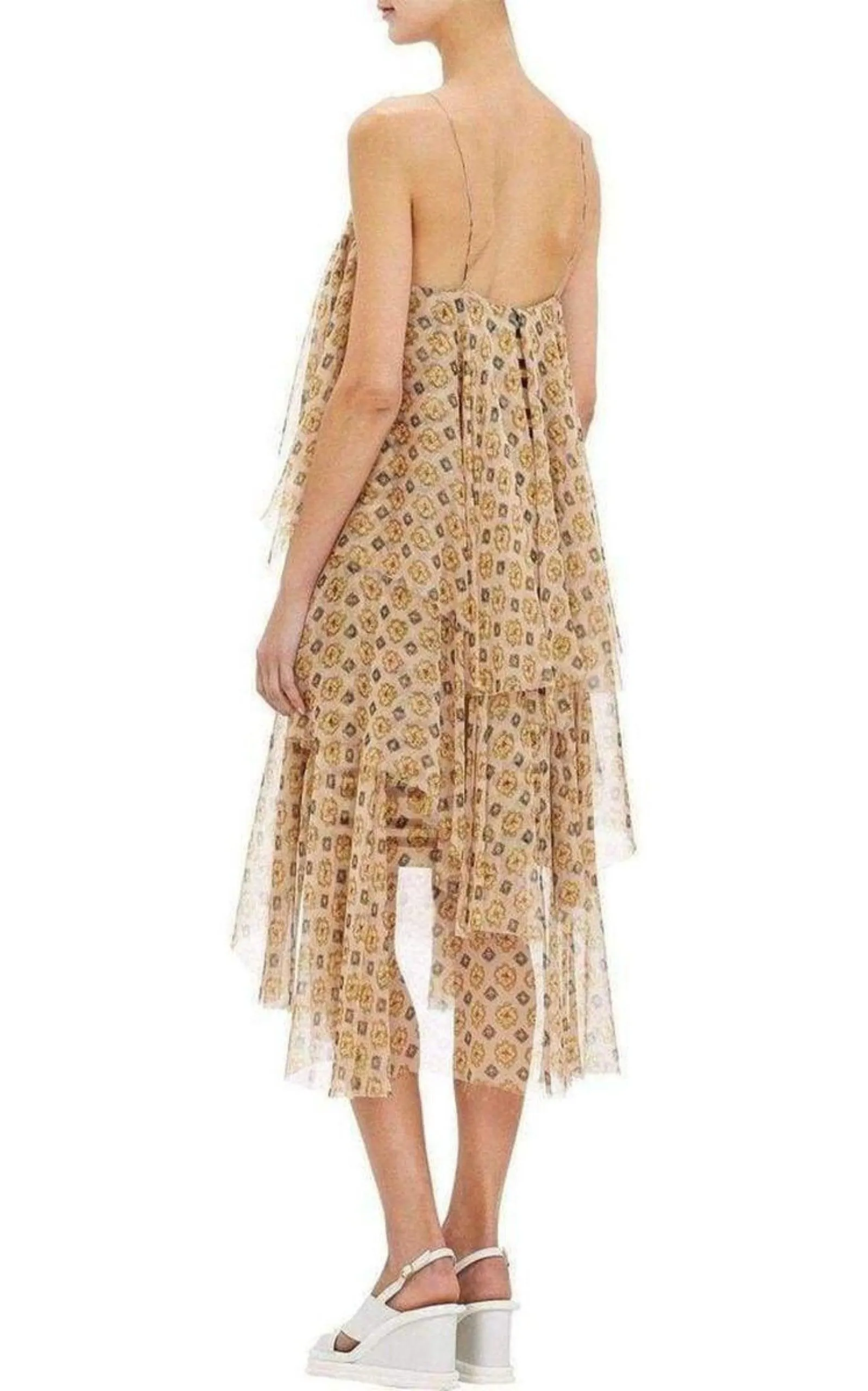 Tiered Chiffon Slip Silk Dress