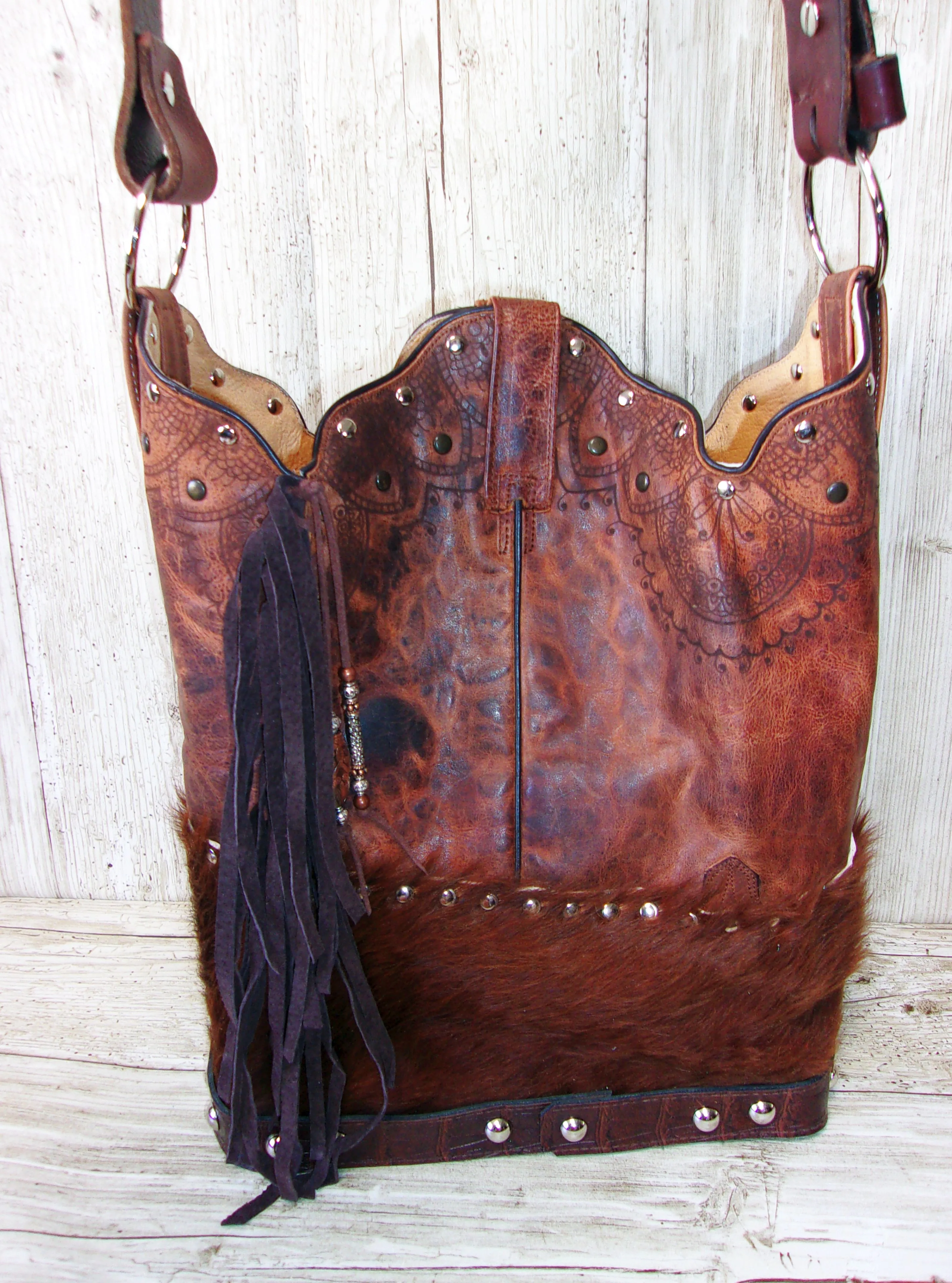Top Shelf Cowboy Boot Purse with Fringe TS286