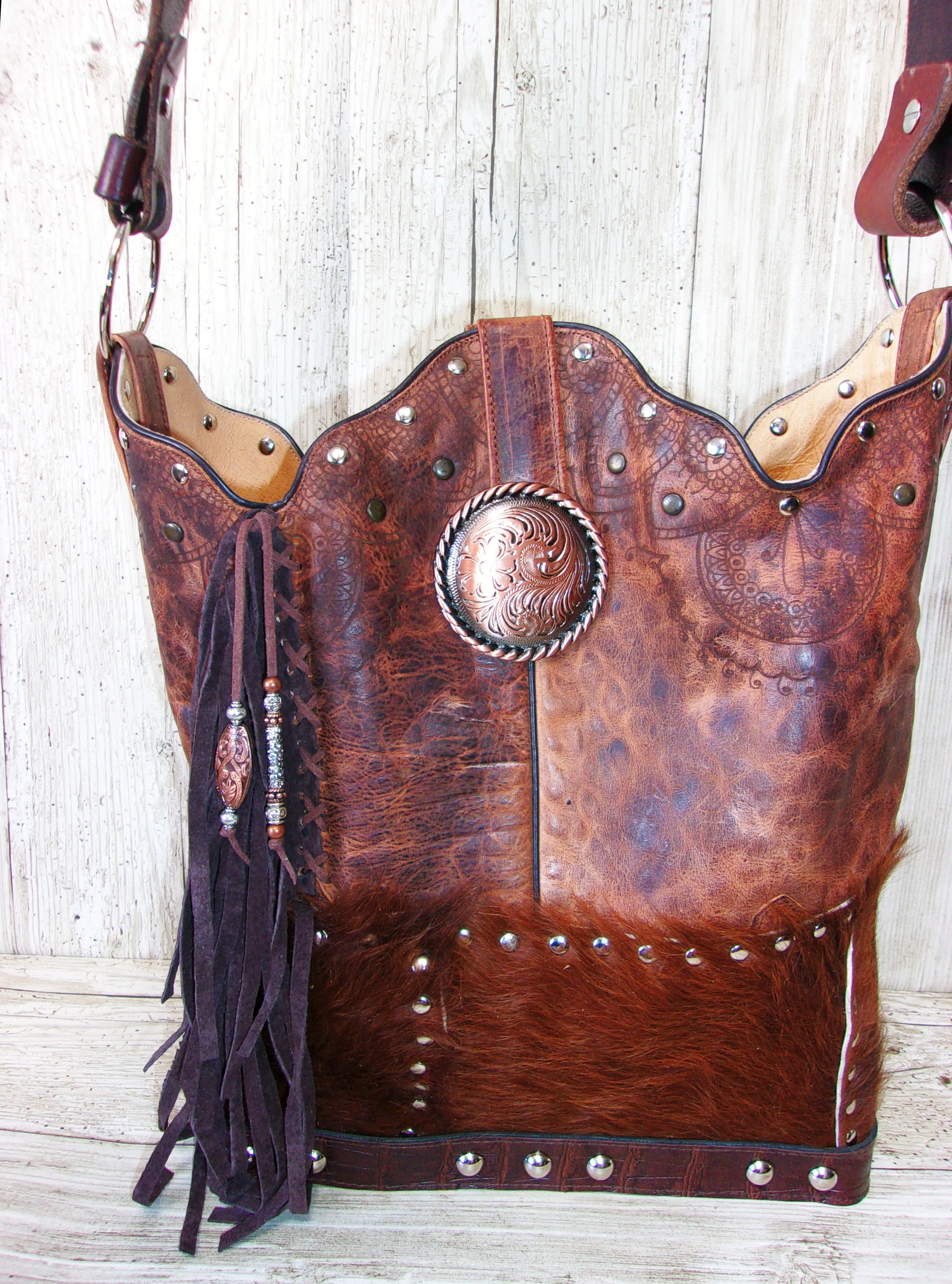 Top Shelf Cowboy Boot Purse with Fringe TS286
