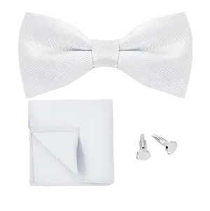White Bow Tie Cuff Link Set