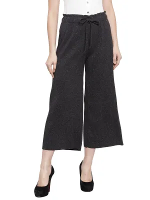 Women Grey Relaxed Fit Flared Leg Ankle Length Lower
